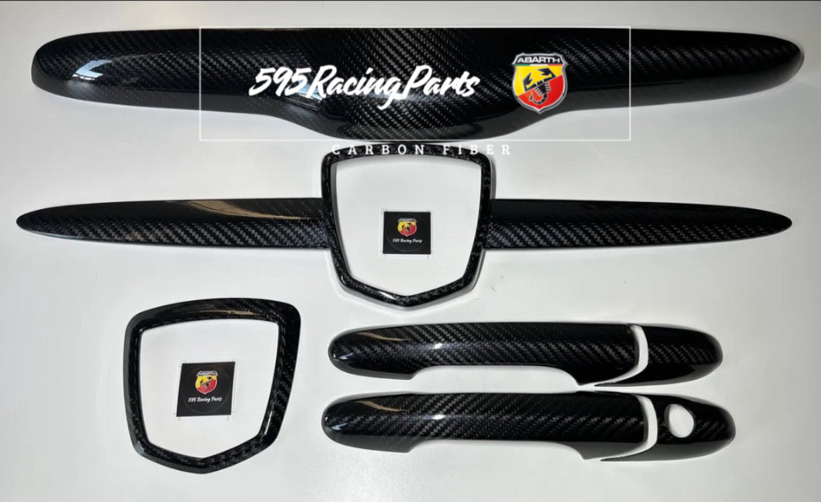 Complete Cover Kit, Moldings, Logos and Handles in Carbon Fiat 500 Abarth - 595 - 695 