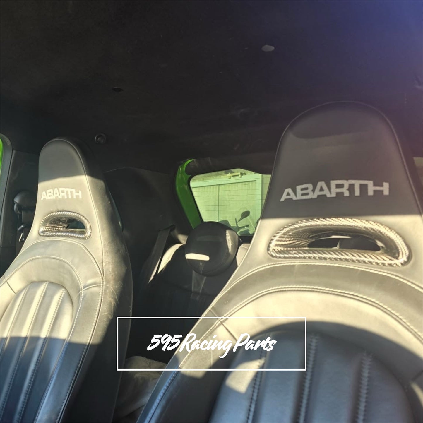 Coppia Cover passacintura sedili in VERO CARBONIO per Fiat 500 Abarth - 595 - 695