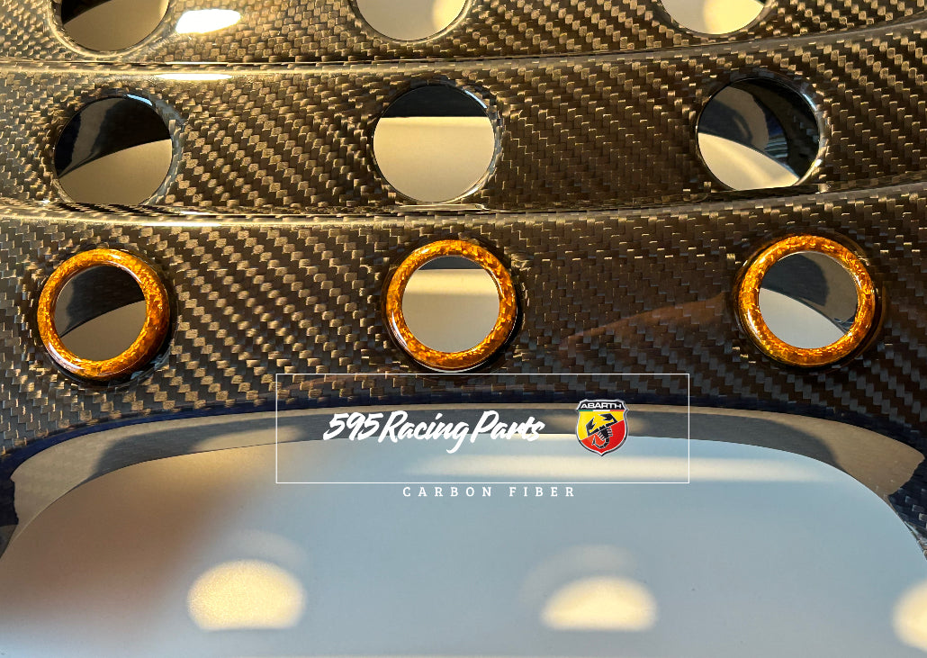 Carbon Dashboard Button Rings Fiat 500 Abarth - 595 - 695