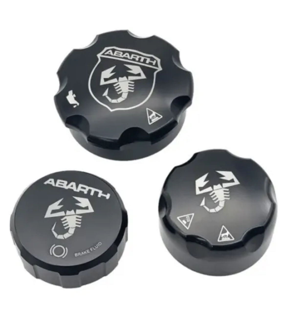 Kit of aluminum engine compartment caps Fiat 500 Abarth - Punto - Mito - 595 - 695 - Available in different colors