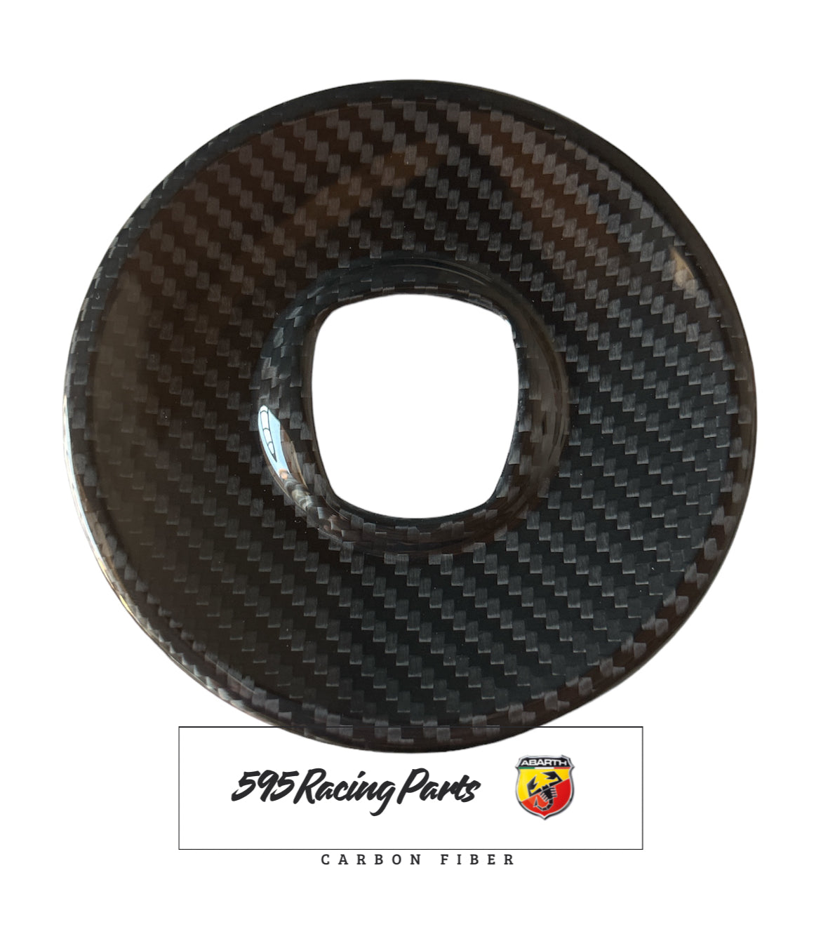 Central Carbon Airbag Steering Wheel Cover Fiat 500 Abarth - 595 - 695 - Fiat 500 