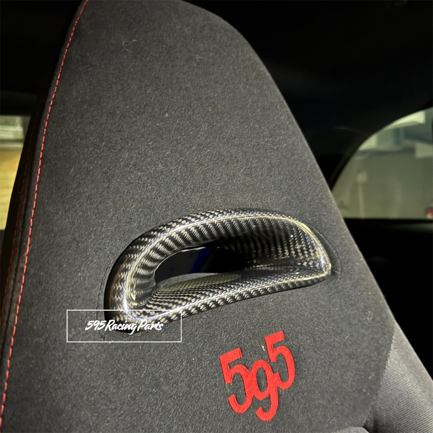 Coppia Cover passacintura sedili sabelt in VERO CARBONIO per Fiat 500 Abarth - 595 - 695