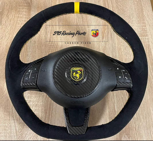 Abarth 500 Pre Restyling Carbon Steering Wheel Cover Kit 