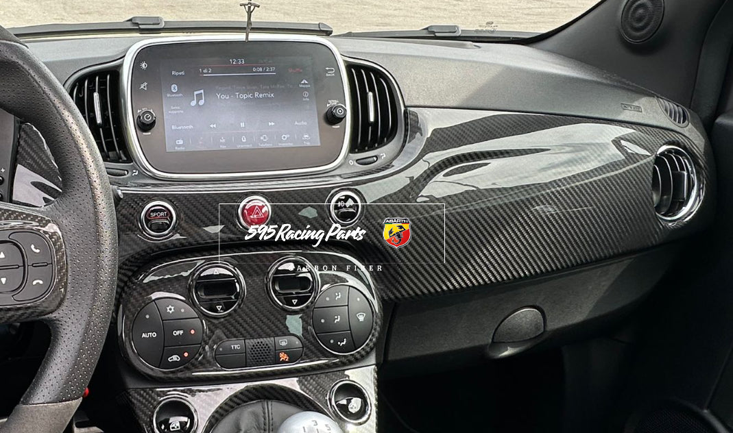 UK version dashboard cover in carbon for Abarth 595 - 695 - Restyling