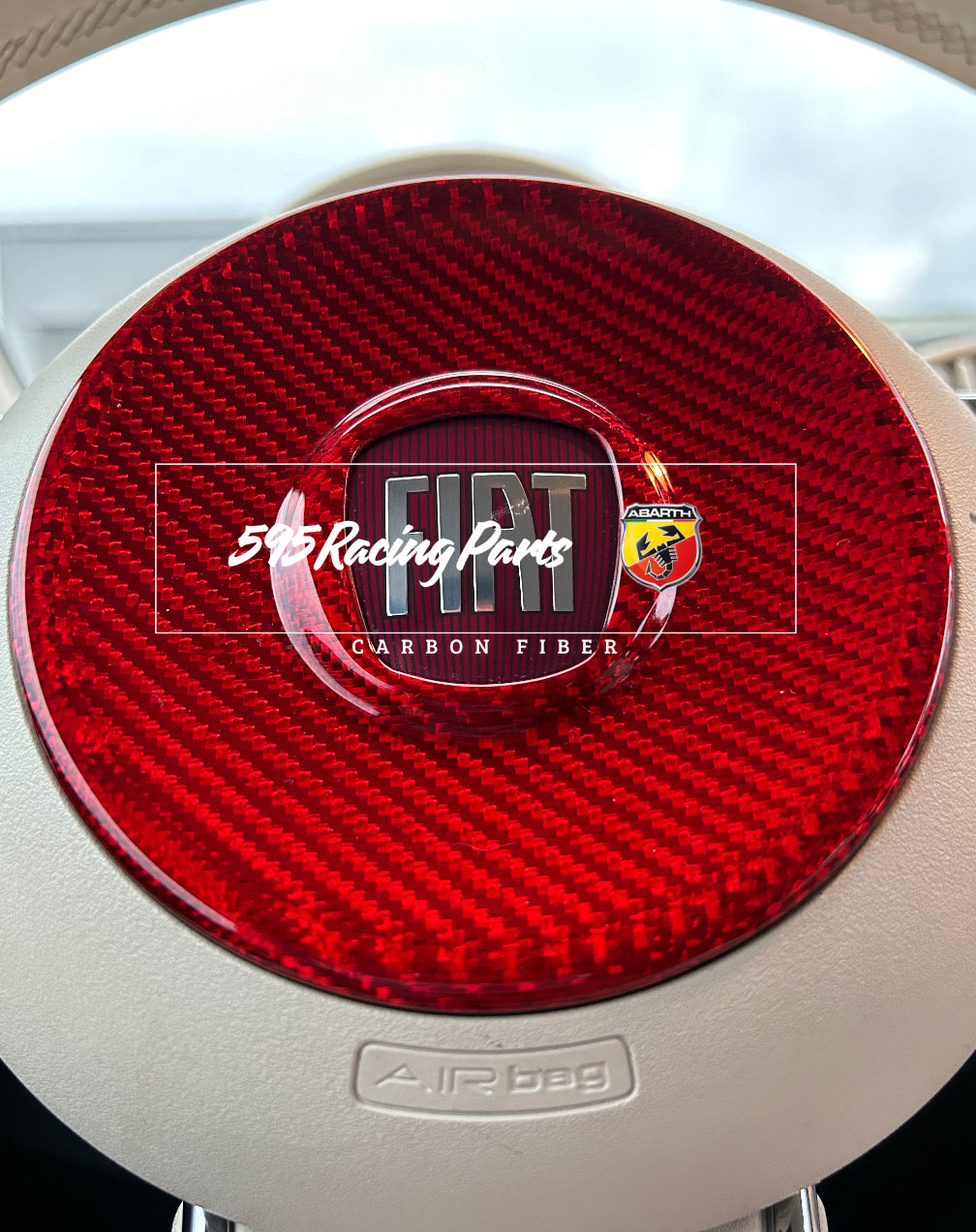 Cover Volante Airbag in CARBONIO VERO Fiat 500 Abarth - 595 - 695 - Fiat 500 - in diverse finiture