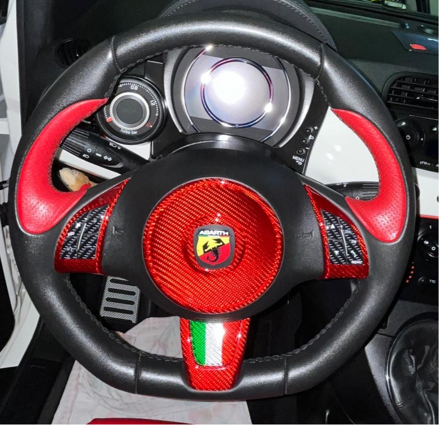 Cover Part Under the Steering Wheel PRE REST. In real carbon Fiat 500 Abarth 595 - 695 