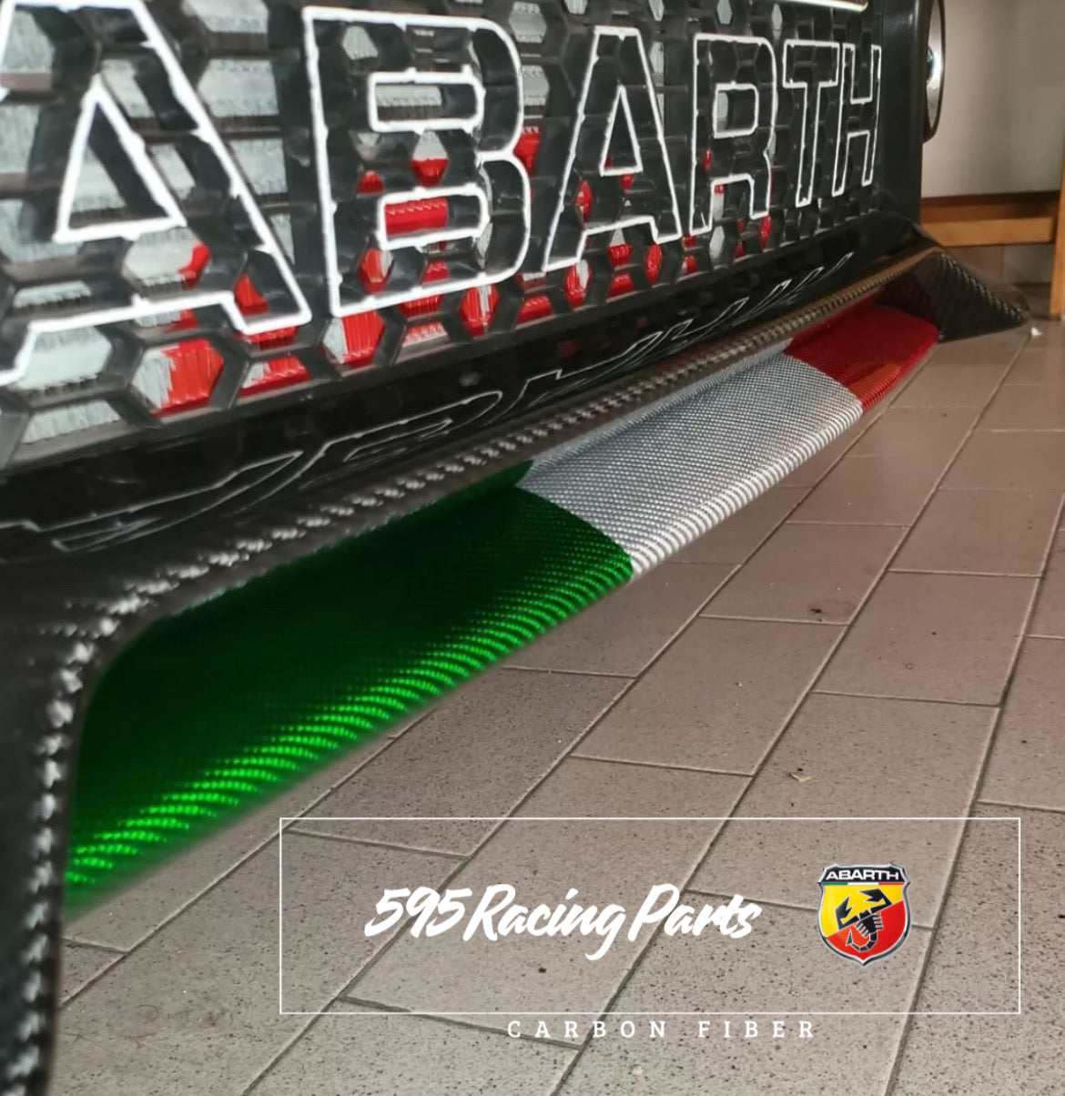 Cover Splitter Lama Anteriore in CARBONIO VERO per Fiat 500 Abarth 595 - 695 - Restyling - diverse finiture