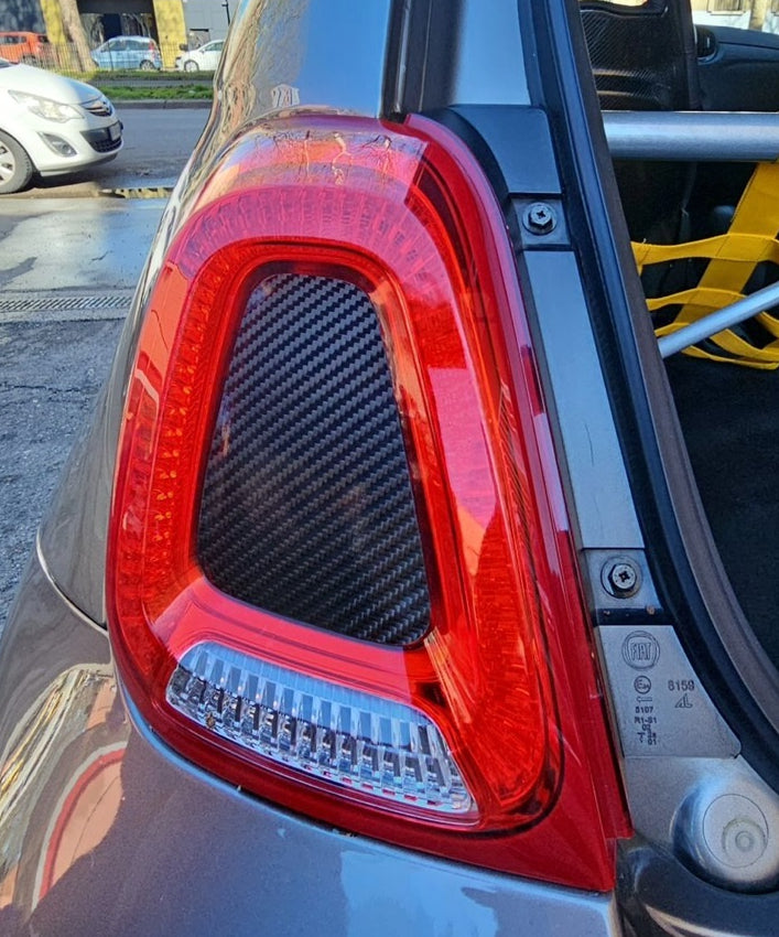 Pair of real carbon rear light plates for Abarth 500 - 595 - 695 