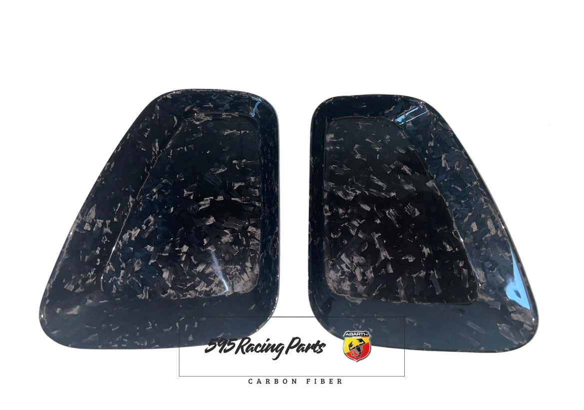 Pair of rear light plates with carbon edge for Abarth 500 - 595 - 695