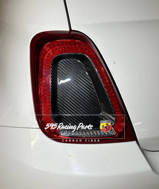 Pair of rear light plates with carbon edge for Abarth 500 - 595 - 695