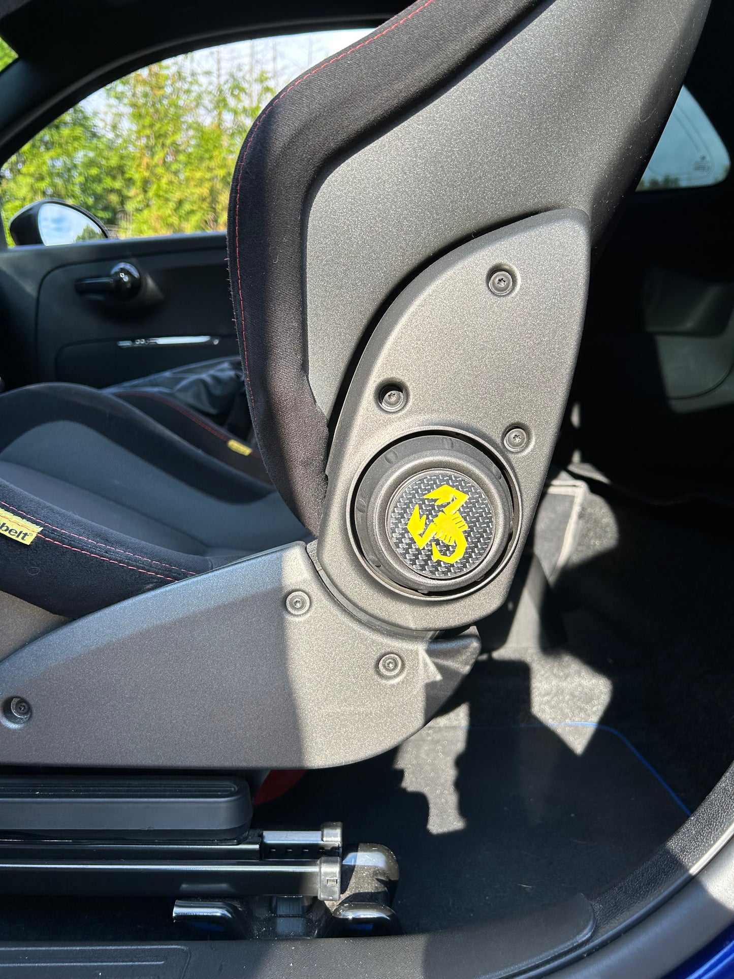 Coppia Cover rotelle sedili Sabelt in VERO CARBONIO per Abarth