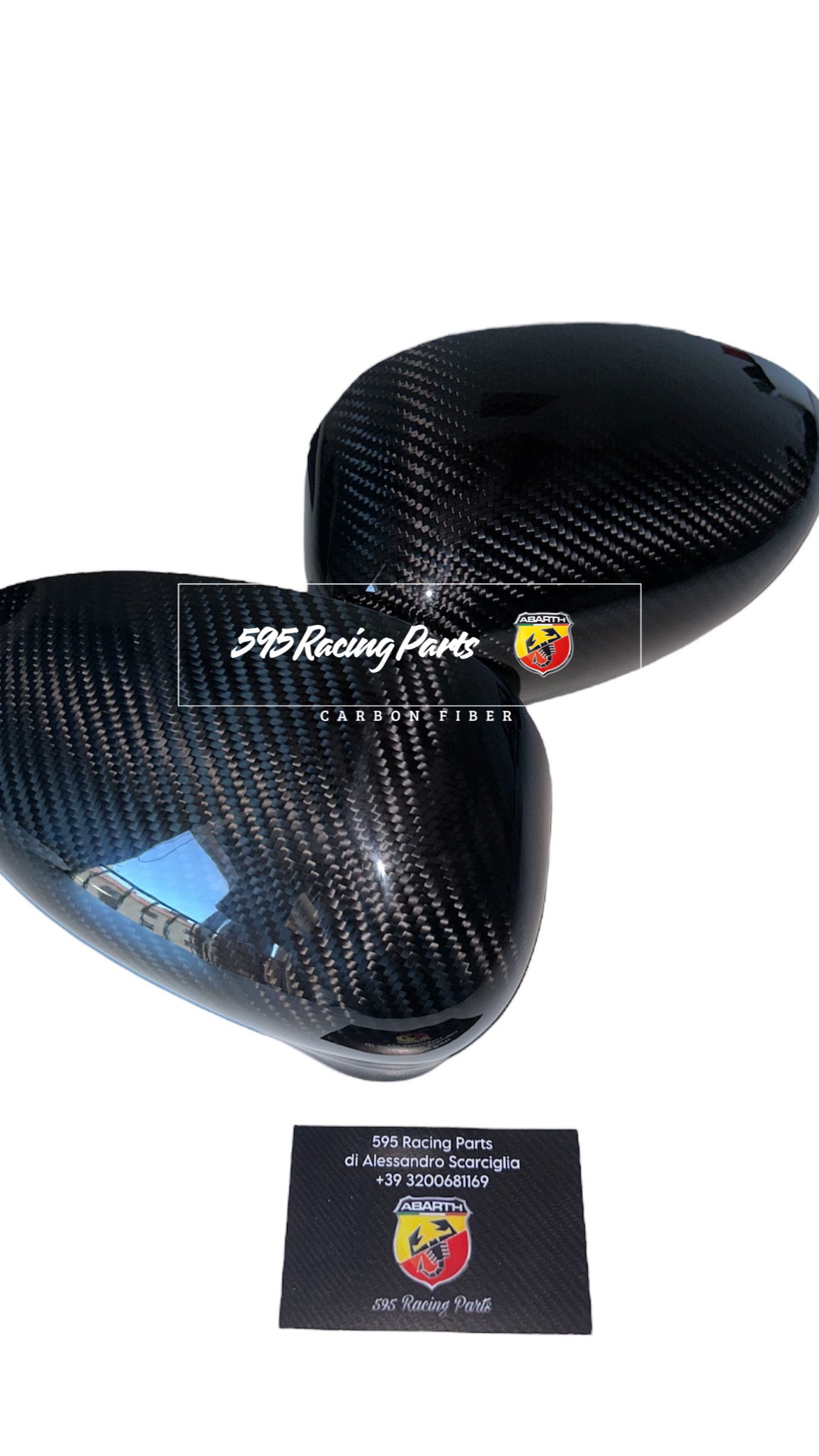 Cover Pair of Mirror Caps in Carbon Fiat 500 Abarth - 595 - 695 - Punto 